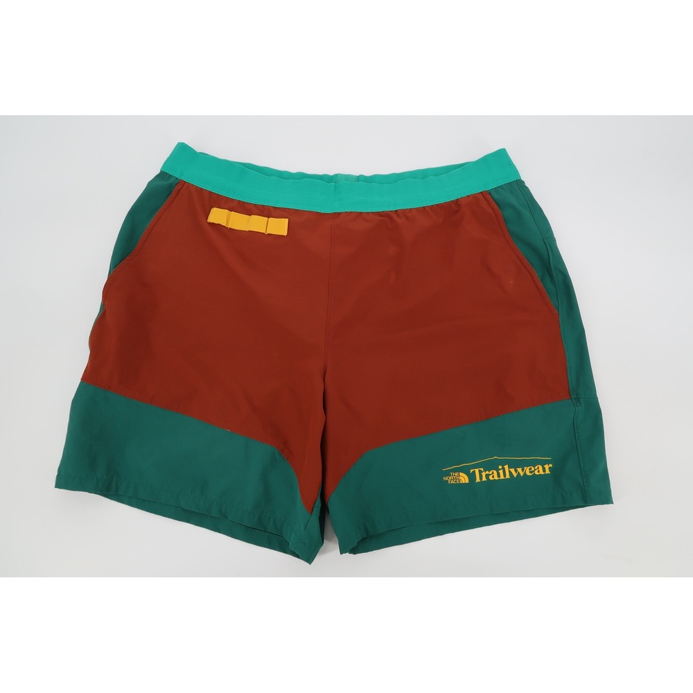 The North Face Trailwear OKT Trail Shorts Mens Large Rust Green Colorblock
